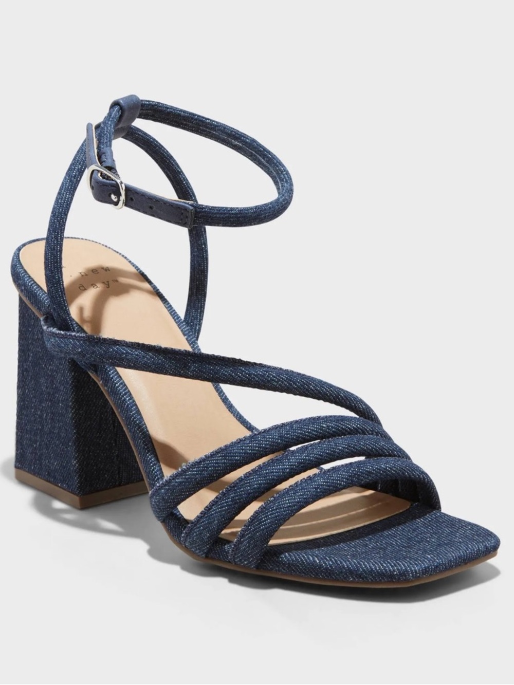 Women's Katana Heels - A New Day Blue Denim